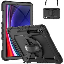 Mobigear SureGrip Xtreme Samsung Galaxy Tab S10 Plus Plastica rigida / Silicone Back cover + Portapenna + Tracolla + Supporto - Nero