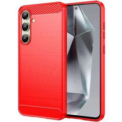 Mobigear Brushed Slim Samsung Galaxy S24 FE Fleksibel TPU Bagsidecover - Rød