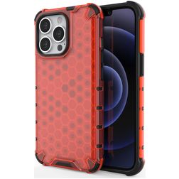 Mobigear Honeycomb iPhone 14 Pro Tvrdý plast Zadní kryt odolný proti nárazům - Červená