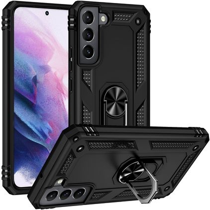 Mobigear Armor Ring Samsung Galaxy S22 Hard Case Back cover Shockproof with Ring Holder - Black