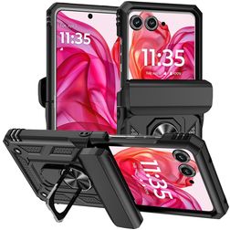 Mobigear Armor Ring Motorola Razr 50 Plástico rígido Capa traseira Antichoque com anel - Preto
