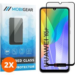 Mobigear Premium Huawei Y6p Cristal templado Protector de pantalla - Compatible con fundas - Negro (pack de 2)