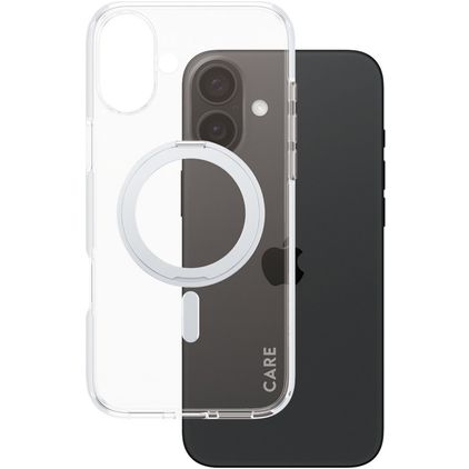 CARE by PanzerGlass Kickstand iPhone 16 Plus MagSafe Tvrdý plast Zadní kryt se stojánkem - Průhledná / Stříbrná