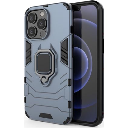 Mobigear Armor Ring iPhone 13 Pro Hard Case Back cover Shockproof with Ring Holder - Blue