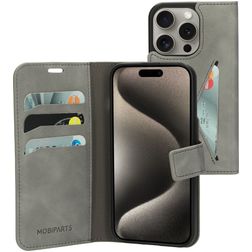 Mobiparts Classic Wallet iPhone 15 Pro Pungetui med Seddelrum - Granite Grey
