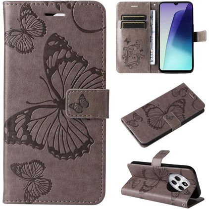 Mobigear Butterfly Xiaomi Redmi 14C Plånboksfodral med sedelfack - Grå