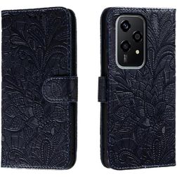Mobigear Flowers HONOR 200 Lite Knížkové pouzdro Peněženka - Tmavě modrá