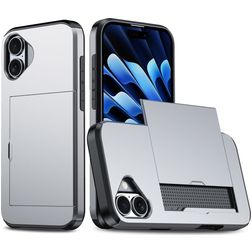 Mobigear Card iPhone 16 Plus Hard Case Back cover Shockproof with Card Holder - Grey