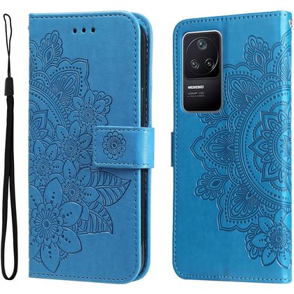 Mobigear Flowers POCO F4 Wallet case - Blue