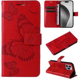 Mobigear Butterfly iPhone 16 Pro Max Pungetui med Seddelrum - Rød