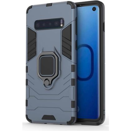 Mobigear Armor Ring Samsung Galaxy S10 Hard Case Back cover Shockproof with Ring Holder - Navy Blue