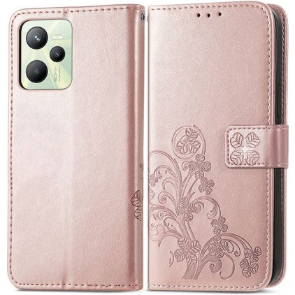 Mobigear Clover Realme C35 Capa livro Carteira - Rosa dourado