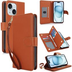 Mobigear Wallet iPhone 15 Plus Etui z klapką typu portfel - Brązowy