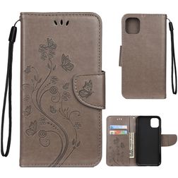 Mobigear Flowers iPhone 11 Cover a libro portafoglio - Grigio