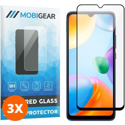 Mobigear Premium Xiaomi Redmi 10C Cristal templado Protector de pantalla - Compatible con fundas - Negro (pack de 3)