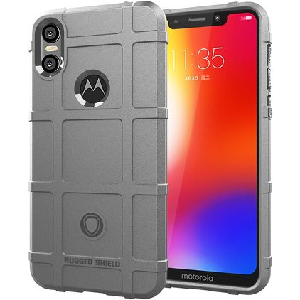 Mobigear Rugged Shield Motorola One Power Flexibel TPU Skal Stötsäkert - Grå