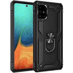 Mobigear Armor Ring Samsung Galaxy A71 Funda Plástico rígido Carcasa Antigolpes con anillo - Negro