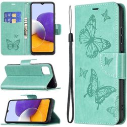 Mobigear Butterfly Samsung Galaxy A22 5G Cover a libro portafoglio - Turchese