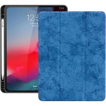 Mobigear Tri-Fold Gel iPad Pro 12,9 polegadas (2018) TPU / Pele sintética Capa livro + Suporte para caneta stylus - Azul