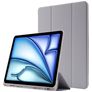 Mobigear Tri-Fold Gel iPad Air 11 Inch (2024) TPU / Leatherette Wallet case + Stylus Holder - Grey