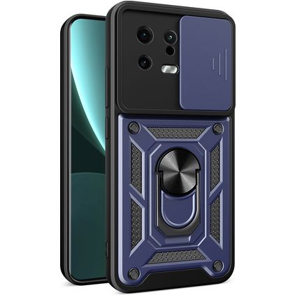 Mobigear Armor Ring Cam Slide Xiaomi 13 Hard Case Back cover Shockproof with Ring Holder and Camera Slider - Blue