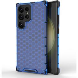 Mobigear Honeycomb Samsung Galaxy S24 Ultra Hard Case Back cover Shockproof - Blue