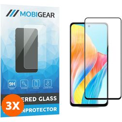 Mobigear Premium OPPO A58 4G Cristal templado Protector de pantalla - Compatible con fundas - Negro (pack de 3)