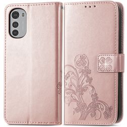 Mobigear Clover Motorola Moto E32s Pungetui med Seddelrum - Rosaguld