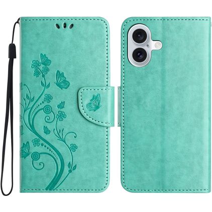 Mobigear Flowers iPhone 16 Plus Wallet case - Green