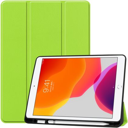Mobigear Tri-Fold Gel iPad 8 (2020) TPU / Leatherette Wallet case + Stylus Holder - Green