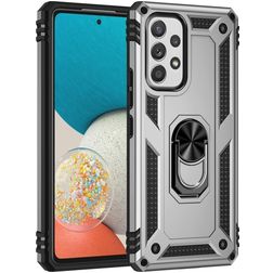 Mobigear Armor Ring Samsung Galaxy A53 Hard Case Back cover Shockproof with Ring Holder - Silver