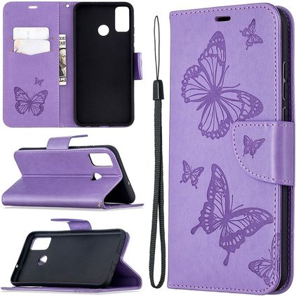 Mobigear Butterfly HONOR 9X Lite Lompakkokotelo + Setelitasku - Violetti