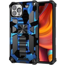 Mobigear Armor Stand iPhone 13 Pro Max Tvrdý plast Zadní kryt odolný proti nárazům se stojánkem - Modrá