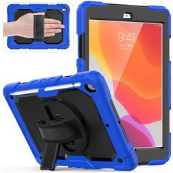 Mobigear SureGrip Xtreme iPad 7 (2019) Plastica rigida / Silicone Back cover + Portapenna + Tracolla + Supporto - Nero / Blu