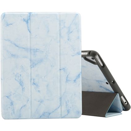 Mobigear Tri-Fold Marble iPad 6 (2018) Knížkové pouzdro + Držák na stylus - Modrá