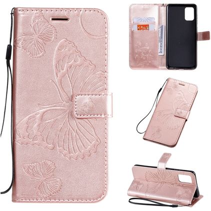Mobigear Butterfly Samsung Galaxy A71 Funda tipo libro Cartera - Oro rosa