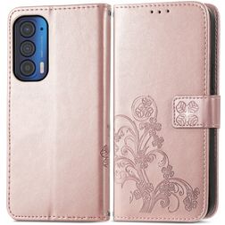 Mobigear Clover Motorola Edge (2021) Plånboksfodral med sedelfack - Roséguld
