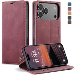 CaseMe 013 iPhone 17 Pro Max Pungetui med Seddelrum - Rød