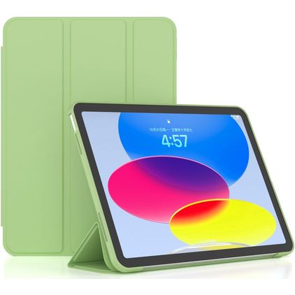 Mobigear Tri-Fold Gel iPad 10 (2022) TPU / Konstläder Plånboksfodral - Grön