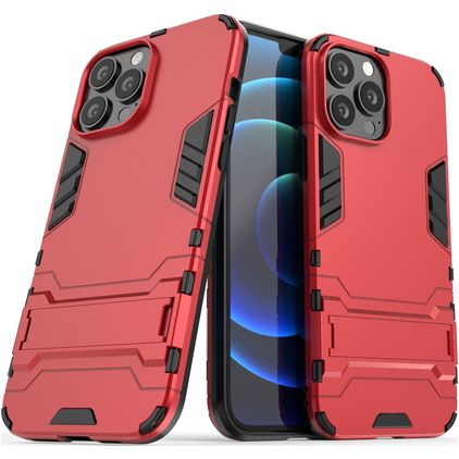 Mobigear Armor Stand iPhone 13 Pro Max Kova Suojakuori Iskunkestävä + Teline - Punainen