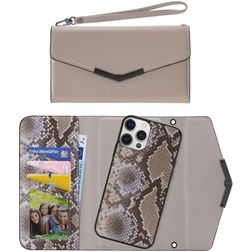 Mobilize Elegant Magnet iPhone 12 Pro Max Cover Aftagelig 2-i-1-clutch - Beige Snake