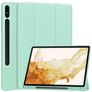 Mobigear Tri-Fold Gel Samsung Galaxy Tab S9 Plus TPU / Leatherette Wallet case + Stylus Holder - Turquoise