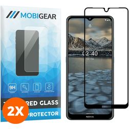 Mobigear Premium Nokia 2.4 Tempered Glass Screen Protector - Case Friendly - Black (2-Pack)