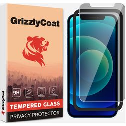 GrizzlyCoat Easy Fit AntiSpy iPhone 12 Mini Härdat glas Skärmskydd Privacy - Skalvänligt + Monteringsram