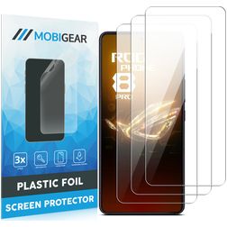 Mobigear ASUS ROG Phone 8 Pro Película de ecrã em plástico - Compatível com capas (Pack de 3)