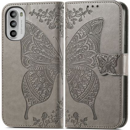 Mobigear Butterfly Motorola Moto G82 Etui z klapką typu portfel - Szary