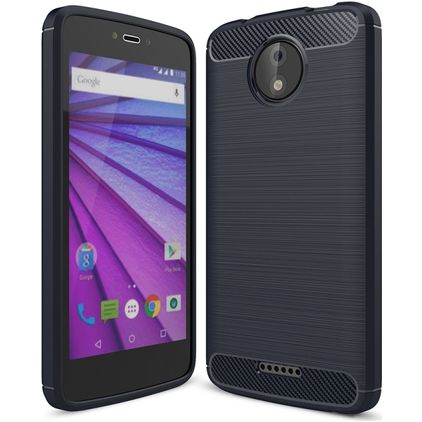 Mobigear Brushed Slim Motorola Moto C Plus TPU flexible Carcasa - Azul marino