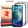 GrizzlyCoat Easy Fit iPhone 12 Pro Tempered Glass Screen Protector - Case Friendly + Installation Frame - Black