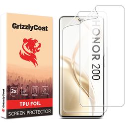 GrizzlyCoat HONOR 200 Hidrogel TPU Película de ecrã - Compatível com capas (Pack de 2)