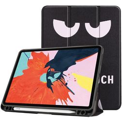 Mobigear Tri-Fold Gel iPad Air 5 (2022) TPU / Leatherette Wallet case + Stylus Holder - Do Not Touch